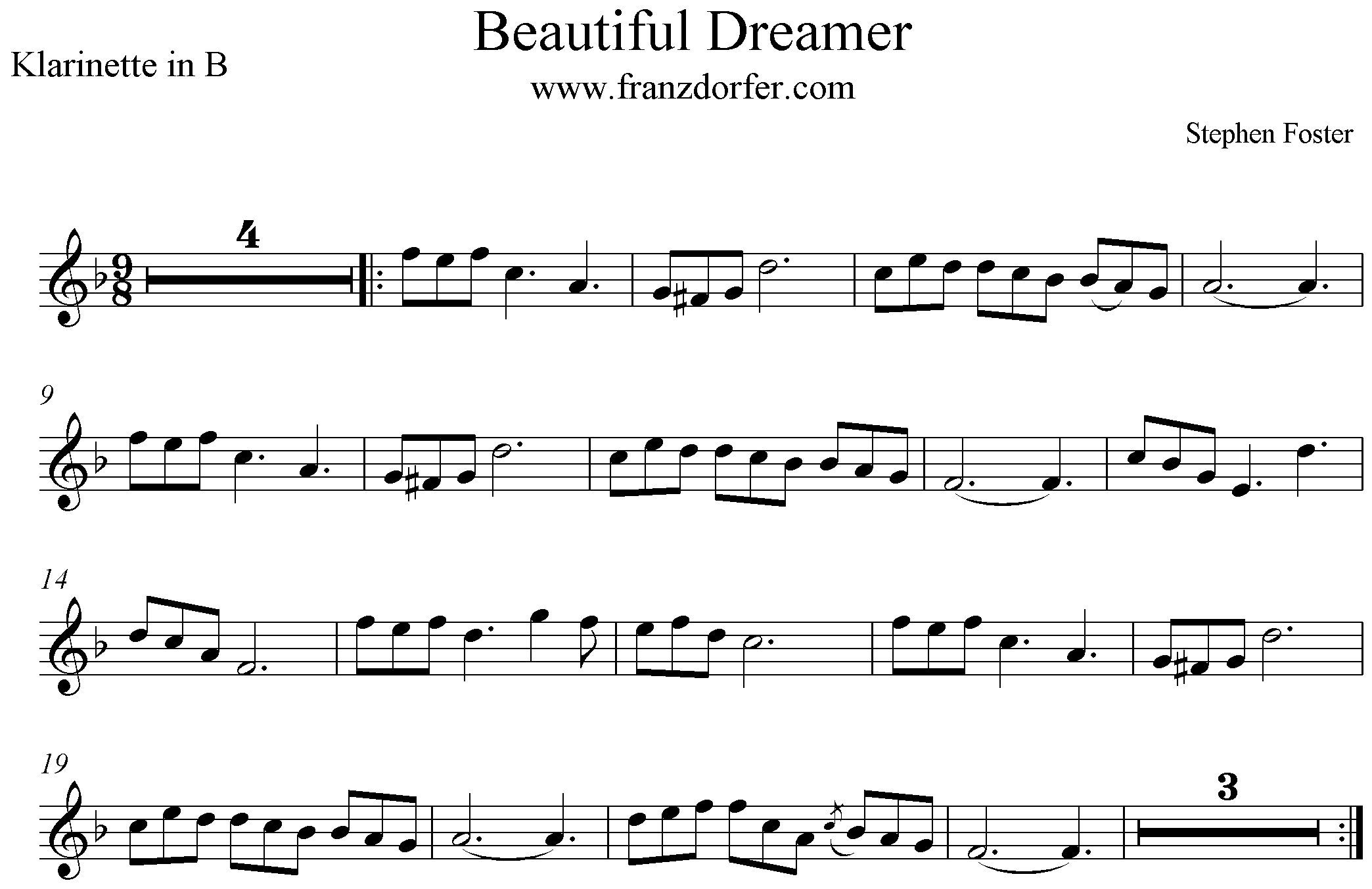 Noten Beautiful Dreamer